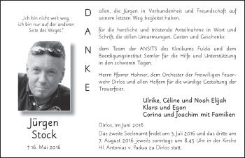 Traueranzeige von Jürgen Stock 