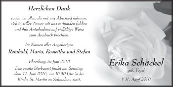 Traueranzeige von Erika Schäkel 