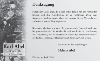 Traueranzeige von Karl Abel 