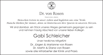 Traueranzeige von Gabi Schleicher 