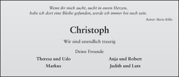 Traueranzeige von Christoph Anderka 