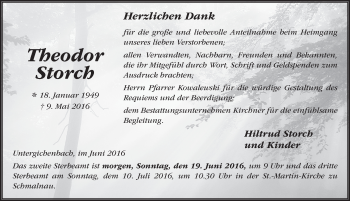 Traueranzeige von Theodor Storch 