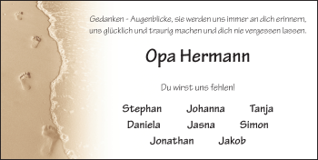 Traueranzeige von Hermann Wiegand 