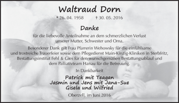 Traueranzeige von Waltraud Dorn 
