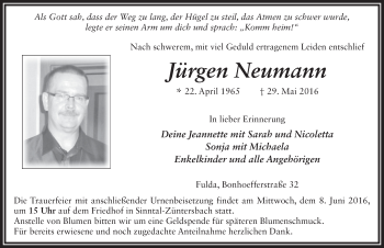 Traueranzeige von Jürgen Neumann 