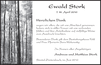 Traueranzeige von Ewald Stork 