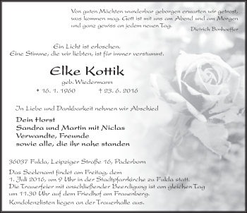 Traueranzeige von Elke Kottik 