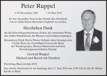 Traueranzeige von Peter Ruppel 