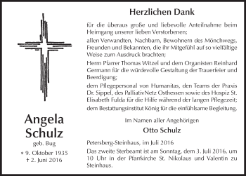 Traueranzeige von Angela Schulz 
