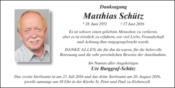 Traueranzeige von Matthias Schütz 