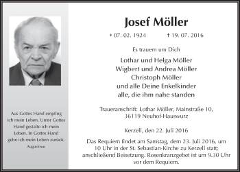 Traueranzeige von Josef Möller 