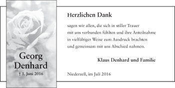 Traueranzeige von Georg Denhard 