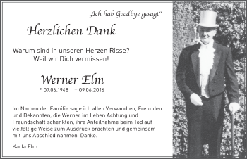 Traueranzeige von Werner Elm 
