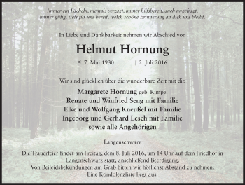 Traueranzeige von Helmut Hornung 