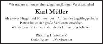 Traueranzeige von Karl Müller 