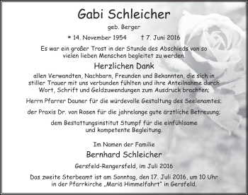 Traueranzeige von Gabi Schleicher 