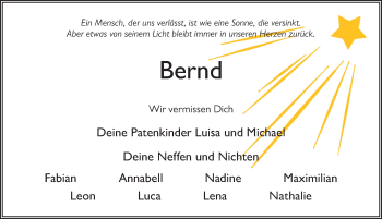 Traueranzeige von Bernd Lauer 