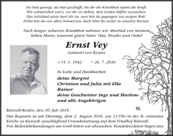 Traueranzeige von Ernst Vey 