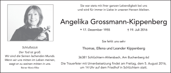 Traueranzeige von Angelika Grossmann-Kippenberg 