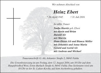 Traueranzeige von Heinz Ebert 