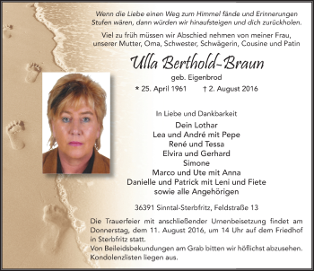 Traueranzeige von Ulla Berthold-Braun 