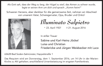 Traueranzeige von Illuminato Salpietro 
