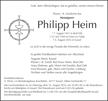 Traueranzeige von Philipp Heim 