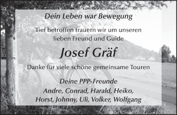 Traueranzeige von Josef Gräf 