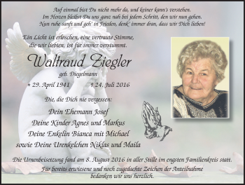 Traueranzeige von Waltraud Ziegler 
