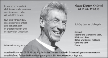Traueranzeige von Klaus-Dieter Knüttel 