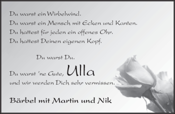 Traueranzeige von Ulla Berthold-Braun 