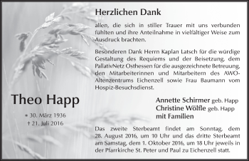 Traueranzeige von Theo Happ 