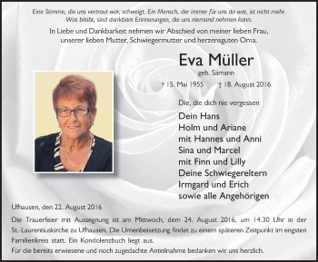 Traueranzeige von Eva Müller 