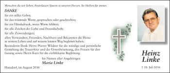 Traueranzeige von Heinz Linke 
