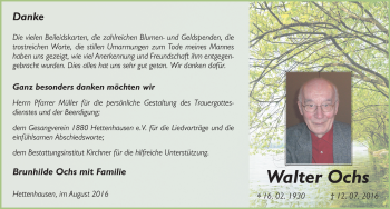 Traueranzeige von Walter Ochs 