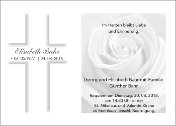 Traueranzeige von Elisabeth Bahr 