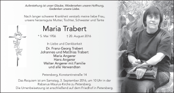 Traueranzeige von Maria Trabert 