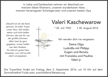 Traueranzeige von Valeri Kaschewarow 