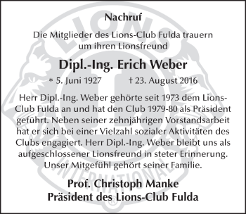 Traueranzeige von Erich Weber 