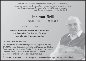 Traueranzeige von Helmut Brill 