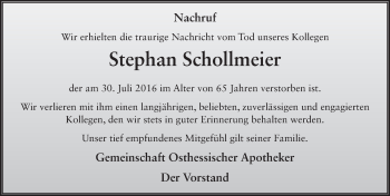 Traueranzeige von Stephan Schollmeier 