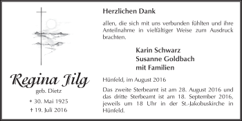 Traueranzeige von Regina Jilg 