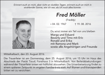 Traueranzeige von Fred Möller 