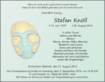 Traueranzeige von Stefan Knöll 