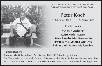 Traueranzeige von Peter Koch 