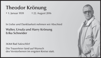 Traueranzeige von Theodor Krönung 