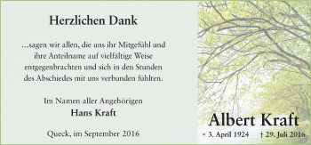 Traueranzeige von Albert Kraft 