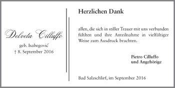 Traueranzeige von Delveta Cilluffo 
