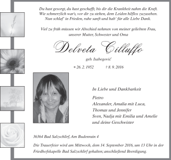 Traueranzeige von Delveta Cilluffo 