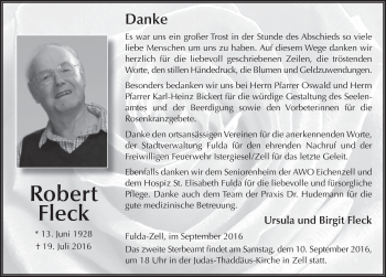 Traueranzeige von Robert Fleck 